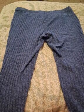Cozy Ribbed Knit Leggings - Blue